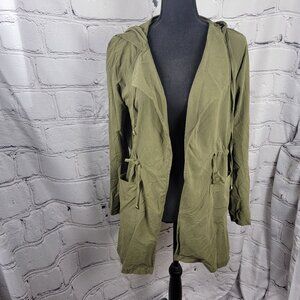 Love‎ Tree Womens S Jacket Lightweight Olive Green Drawstring Waist Microfiber